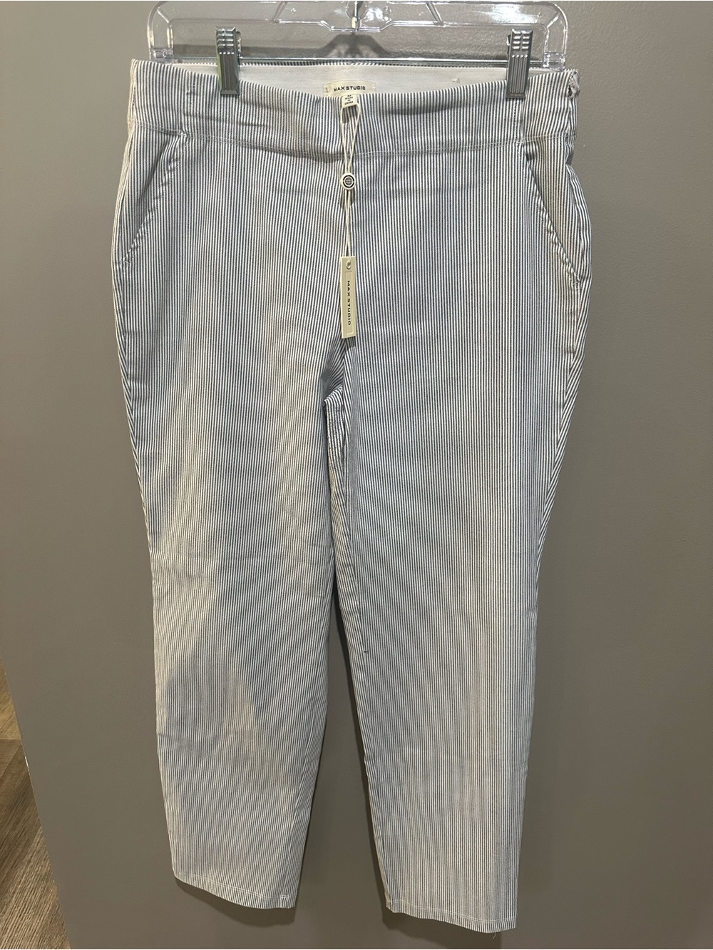 Max Studio Light Blue Pinstripe Cropped Jeans